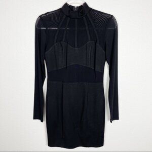 Tiger Mist London Mesh Black Long‎ Sleeve Dress Medium